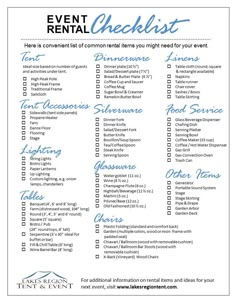 the event checklist is shown with blue ink on white paper, and it's contents