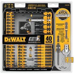 the dewt tool set is in its package