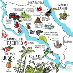 a map with all the major tourist attractions in costa rica, and some other things to see