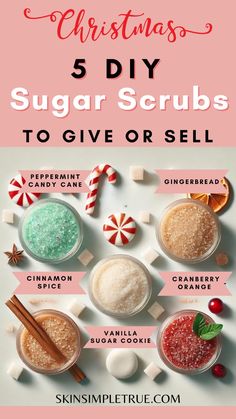 christmas sugar scrubs to give or sell for the holiday season with text overlay