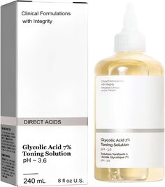 240ML Glycolic Acid 7% Toner,Glycolic Sour 7% Toning,Exfoliate,and Rejuvenate Your Skin, Solution for Blemishes and Acne The Ordinary Glycolic Acid, Spa Facial, Facial Exfoliator, Shrink Pores, Facial Toner, Skin Barrier, Glycolic Acid