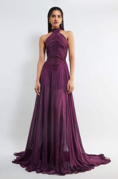 Deme By Gabriella-Kerstin Purple Ruched Gown-INDIASPOPUP.COM Violet Two Piece Dress, Teal Red Carpet Dress, Deep Purple Wedding Guest Dress, Mermaid Dress Purple, Mexican Gown Evening Dresses, Castle Wedding Bridesmaid Dresses, Purple Formal Gown, Evening Gowns Purple, Muted Purple Dress