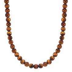 This beaded necklace features natural tiger eye  which is said to inspire confidence and courage in the wearer. An engraved sterling silver lobster clasp adds style while keeping this necklace secure. Step Kids, Tiger Eye Beads, Tiger Eye, Men Necklace, Beaded Necklace, Sterling Silver, Silver