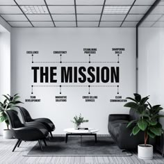 the mission wall decal in an office