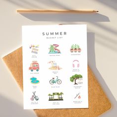 a card with the words summer on it