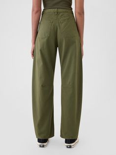 Mid Rise Twill Barrel Pants | Gap Gap Relaxed Fit Wide-leg Pants, Gap Bottoms With Side Pockets For Fall, Gap Pants With Pockets For Fall, Utility Wide-leg Cotton Jeans, Gap Relaxed Fit Pants With Side Pockets, Gap Relaxed Fit Pants With Pockets, Gap Bottoms With Five Pockets For Fall, Relaxed Fit Cargo Pants With Side Pockets By Gap, Gap Cotton Chinos With Pockets