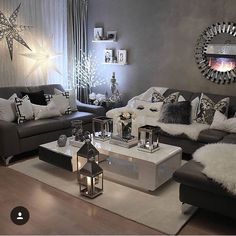 a living room filled with furniture and decor