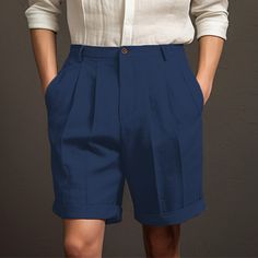 Season:Summer; Fabric:Linen Cotton Blend; Gender:Men's; Style:Designer,Fashion; Occasion:Holiday,Daily,Casual; Fit Type:Regular Fit; Function:Breathable,Comfort; Waistline:Mid Waist; Pattern:Plain; Design:Pocket,Pleats,Button; Brand:OUKU; Pants Type:Shorts,Linen Shorts,Pleated Shorts,Dress Shorts,Summer Shorts; Fly Type:Button; Front page:FF; Listing Date:12/27/2023; Hips:; Length:; Waist:; Pants Length:Short Knee-length Bottoms For Summer Day Out, Knee-length Summer Bottoms For Day Out, Casual Buttoned Knee-length Bottoms, Casual Knee-length Bottoms With Buttons, Solid Knee-length Shorts For Spring, Knee-length Shorts For Spring, Knee-length Summer Bottoms With Buttons, Knee-length Summer Shorts For Spring, Knee-length Summer Shorts