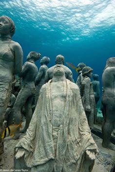 the statues are under water and there is no image here to provide a caption for