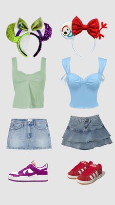 Disney outfits #shuffle #disney #outifts #fyp Disney Duo Outfits, Disney Theme Outfits, Disney Character Outfits Spirit Week, Disney Bonding, Outfits Shuffle, Tinkerbell Outfit