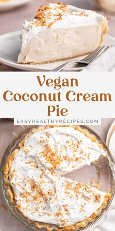 vegan coconut cream pie with whipped cream on top