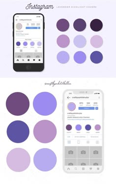 an info sheet with different colors and shapes for the design process, including purples