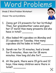 a worksheet with words and pictures to help students learn how to read the word problems