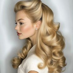 Retro Hairstyles Wedding, 1920s Bridesmaid Hair, Pin Curls Hair, Vintage Bride Look, 40s Blonde Hair, 1940s Hairstyles With Hats, Vintage Princess Hairstyles, Wedding Hairstyles Retro, 1920s Hollywood Glamour Hair