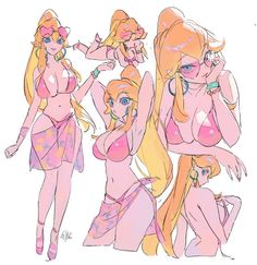 some very pretty cartoon girls with big breastes and no bras posing for the camera