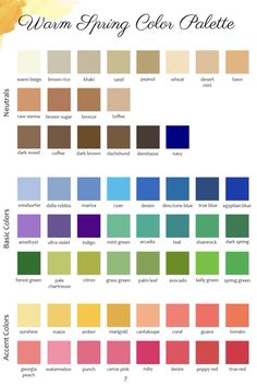 the color chart for warm spring colors