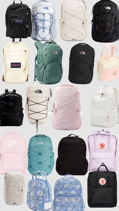 back to school backpack wishlist Backpacks High School, Cute Aesthetic Backpacks For Middle School, Backpack Supplies For School, School Backpacks Ideas, 2024 School Backpacks, Backpacks For 7th Grade, Backpack Brands For School, 8th Grade Backpacks, Backpacks For Middle School Trendy