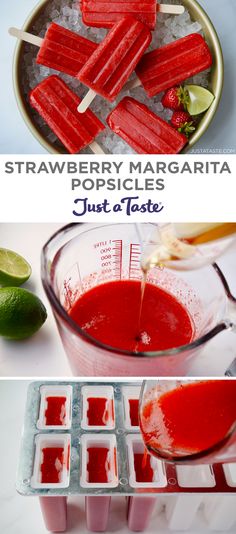 strawberry margarita popsicles are made with just a taste