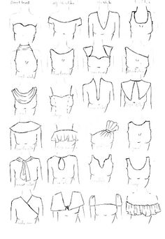 an image of different types of clothes drawn in black and white paper with text that says,