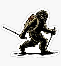 Bigfoot Hiking with Backpack Sticker #hiker #hikingtrails #bigfoot #adventure #walkingsticks #bigfoothiking #sasquatchhiker Walking Drawing, Backpack Sticker, Bigfoot Pictures, Bigfoot Art, Maria Garcia, Bigfoot Humor, Quirky Humor, Bigfoot Sasquatch, Tropical Resort