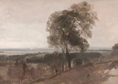 an image of a painting with trees in the background