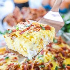 a close up of a spoon with food on it