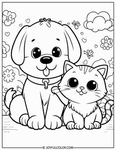 a cat and dog coloring pages