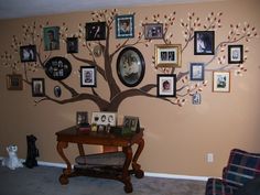 a family tree with pictures on the wall