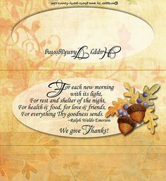 an old fashioned thanksgiving greeting card with autumn leaves and acorns on the front