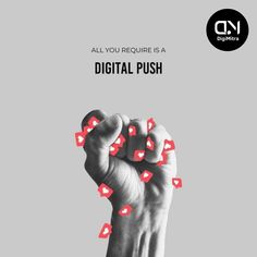 a hand holding up red hearts with the words digital push on it