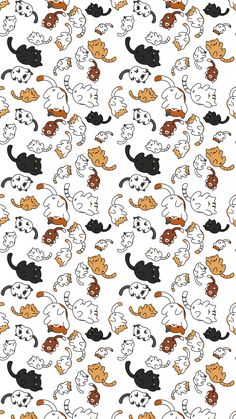 an image of cats and dogs in different positions on a white background with orange, black, and gray colors