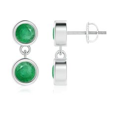 With an alluring design that evokes a sense of endless charm, this pair of two stone dangle earrings makes a stunning accessory for the contemporary woman. Bezel set in 14K white gold, the emeralds captivate with their brilliant hue. Choose from different stone qualities (good, better, best and heirloom) and multiple total carat weight options. Good Better Best, Emerald Earrings Drop, Stone Dangle Earrings, Emerald Earrings, Emerald Jewelry, Fine Jewellery Earrings, Natural Emerald, Stone Earrings, Handcrafted Jewelry