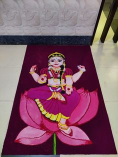 Navratri Rangoli Ideas, Devi Rangoli Designs, Devi Rangoli, Rangoli For Navratri, Cartoons Rangoli Design, Cartoons Rangoli, Navratri Rangoli, Best Rangoli Design, Rangoli Designs For Competition