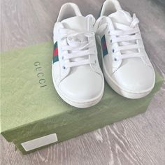 Gucci Ace Sneakers Toddler Size 27 Very Good Condition Worn 3x Authentic Original Rcpt Included Us Toddler 10 Gucci Ace Sneakers, Shoes Gucci, Gucci Shoes, Toddler Sizes, Kids Shoes, Kids Shop, Shoes Sneakers, Color White, Gucci