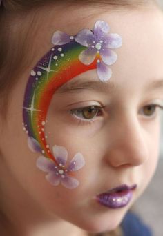 maquiagem infantil arco-íris Face Painting Images, Rainbow Face Paint, Bodysuit Tattoos, Cheek Art, Girl Face Painting, Goth Stuff, Face Painting Tutorials, Rainbow Face, Face Painting Easy