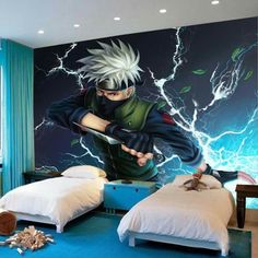 Kakashi Photo, Sofa Backdrop, Backdrop Wallpaper, Tv Sofa, Wallpaper Cartoon, Bedroom Tv, Manga Naruto, Custom Wall Murals