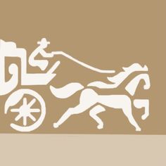 a white horse drawn carriage on a brown background