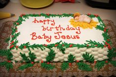 a baby jesus birthday cake on a table