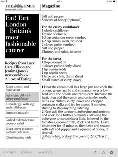 an article in the times magazine about london and britain's most fashionable eatery