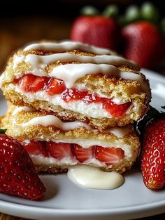 two strawberry shortcakes stacked on top of each other