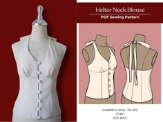 Elevate Your Confidence with Our Halter Top Sewing Pattern - Available in 8 Sizes from XS to 4XL! Introducing the must-have addition to your sewing collection - our Halter Top Sewing Pattern. Designed to flatter all body types, boost confidence, and provide the perfect fit, this pattern is a game-changer. Here's why you'll love sewing your own halter top with us: Inclusive Sizing: Celebrate your unique beauty with our Halter Top Sewing Pattern, available in 8 sizes from XS to 4XL. Find the perfect fit that accentuates your curves and enhances your confidence. Flattering Shape: We understand that confidence comes from feeling good in what you wear. Our pattern is meticulously shaped to provide the most flattering fit, allowing you to showcase your style with poise and assurance. Intermediat Cute Top Patterns Sewing, Blouse Pdf Sewing Pattern, Tank Top Sewing Tutorial, Tie Back Shirt Pattern, Patterns For Tops For Women, Sewing Patterns Halter Top, Free Halter Top Pattern, Button Up Top Sewing Pattern, Triangle Top Pattern