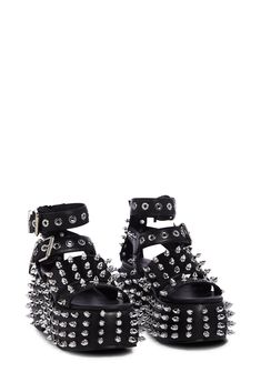 Widow Spiked Punk Goth Platform Sandals - Black Goth Platforms, Black Dolls, Black Doll, Punk Goth, Sandals Black, Dolls Kill, Gothic Fashion, Exclusive Collection, Black Sandals