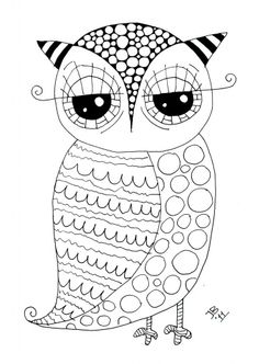 an owl with big eyes is shown in black and white, on a white background