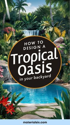 How to design a tropical oasis in your backyard, featuring lush greenery and a serene pool. Tropical Backyard Landscaping, Self Watering Containers, Permanent Vacation, Fragrant Plant, Tropical Drink