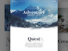 the website is designed to look like it has snow covered mountains and trees in the background