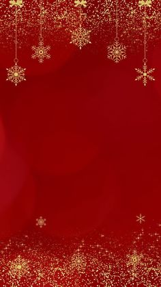 a red and gold christmas background with snowflakes