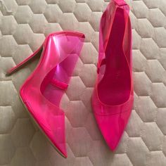 New Never Used Neon Pink Heels, Pole Fitness Moves, Clear Shoes, School Hair, Back To School Hairstyles, Lisa Frank, Pink Vibes, Aesthetic Stuff, Pole Fitness