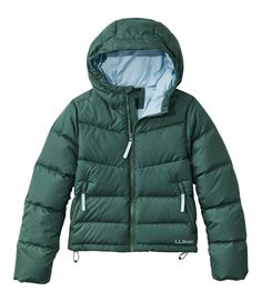 A closet staple when the temperatures drop, this cozy down puffer is weather-resistant and made to keep the outdoor adventure going. Relaxed Fit. Wind- and water-resistant shell and lining made from 100% recycled polyester. Insulated with warm 650-fill DownTek™ duck down. PFC/PFAS-free durable water repellent (DWR). Machine wash and dry. Hand-me-down label inside to track each adventurer year after year. Adjustable hem cinches to help keep out the cold. Zippered hand pockets. Hooded for extra wa Closet Staples, Duck Down, Kids Outerwear, Ll Bean, Kids Jacket, Outdoor Adventure, Water Repellent, Weather Resistant, Vest Jacket