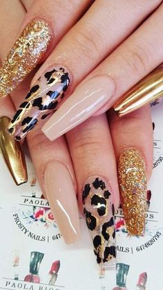 Black And Cheetah Print Nails, Brown Cheetah Nails, Fall Cheetah Nails, Fall Trendy Nails, Cute Coffin Nails, Jungle Nails, Leopard Print Nail, November Nail Designs, Luv Nails