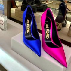 Luxurious Designer Satin Hot Pink Heels Bold Pointed Toe Heels For Formal Occasions, Bold Pink Heels, Luxury Shoes Heels, Embroidery Heels, Red Kitten Heels, Brown Block Heels, Ankle Wrap Heels, Pink Luxury, Hot Pink Heels